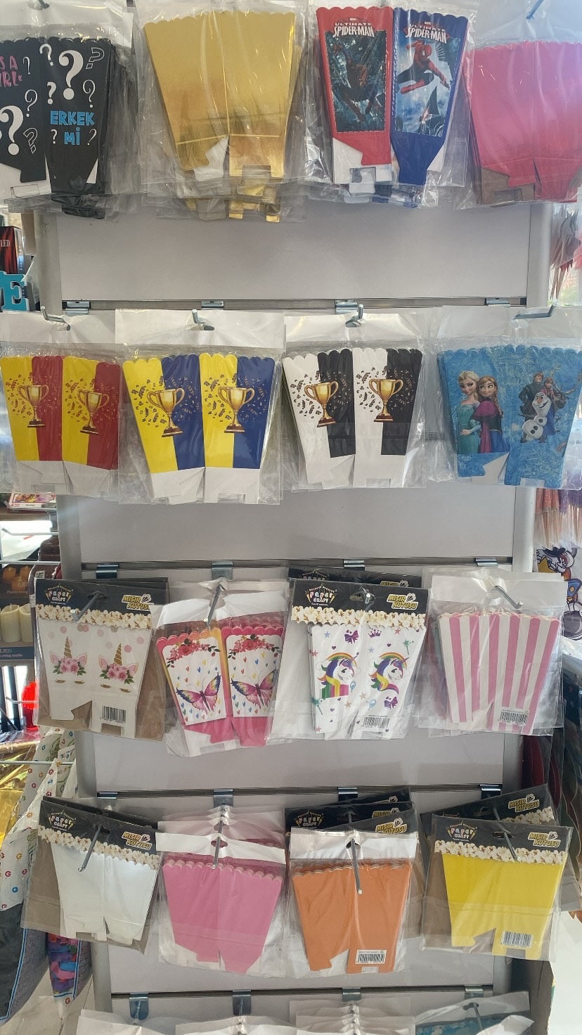 Renkli ve Temalı Popcorn Kutusu / Mısır Kutusu