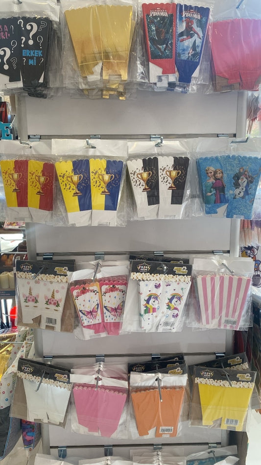 Renkli ve Temalı Popcorn Kutusu / Mısır Kutusu